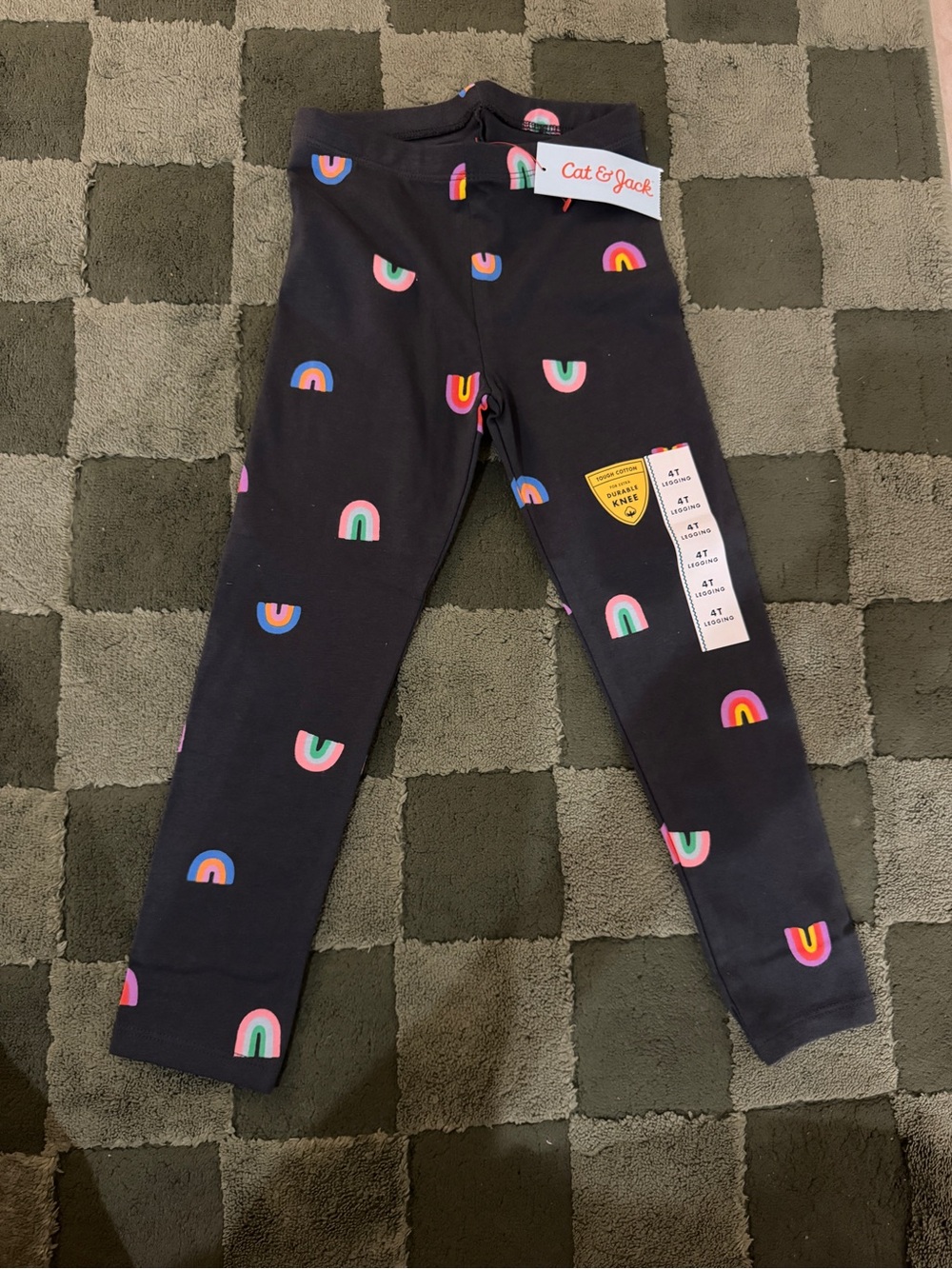 Cat & Jack Black Leggings with Multicolor Rainbow Arches